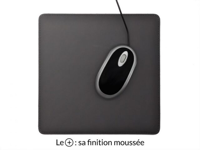 LAVOISIER Maroquinier - Tapis souris cossu en cuir gris fer