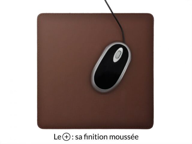 LAVOISIER Maroquinier - Tapis souris cossu en cuir marron