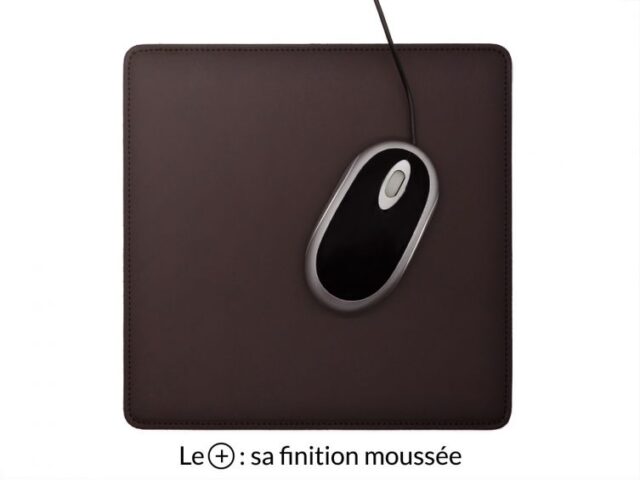 LAVOISIER Maroquinier - Tapis souris cossu en cuir marron foncé