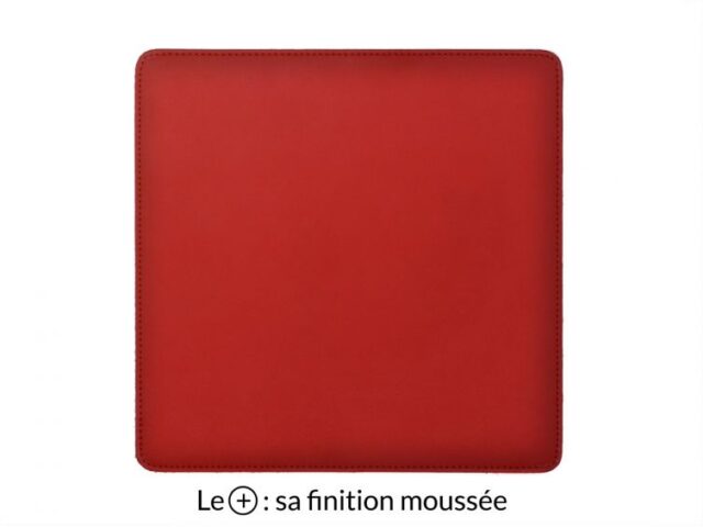 Lavoisier Maroquinier - Tapis souris cossu en cuir rouge coquelicot