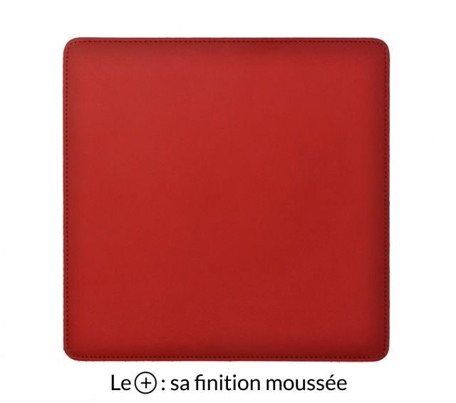 Lavoisier Maroquinier - Tapis souris cossu en cuir rouge coquelicot