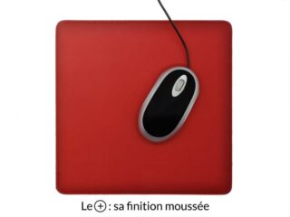 LAVOISIER Maroquinier - Tapis souris cossu en cuir rouge coquelicot