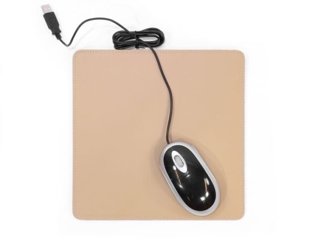 Lavoisier Maroquinier - Tapis souris en cuir beige café latte