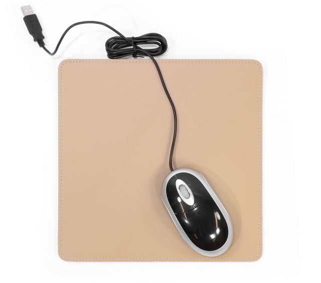 Lavoisier Maroquinier - Tapis souris en cuir beige café latte