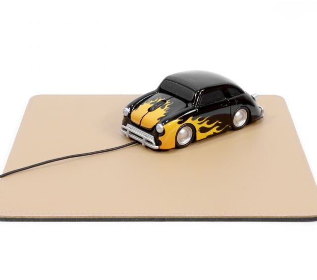 Lavoisier Maroquinier - Tapis souris en cuir beige café latte