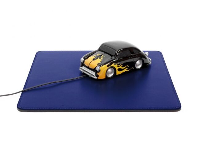 Lavoisier Maroquinier - Tapis souris en cuir bleu cobalt