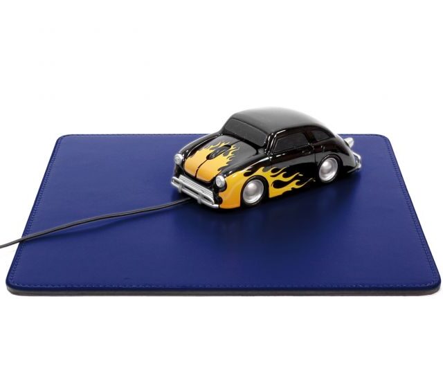 Lavoisier Maroquinier - Tapis souris en cuir bleu cobalt