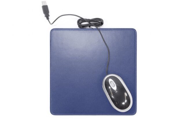 Lavoisier Maroquinier - Tapis souris en cuir bleu cobalt