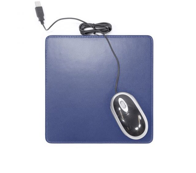 Lavoisier Maroquinier - Tapis souris en cuir bleu cobalt