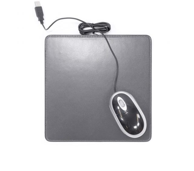 Lavoisier Maroquinier - Tapis souris en cuir gris fer