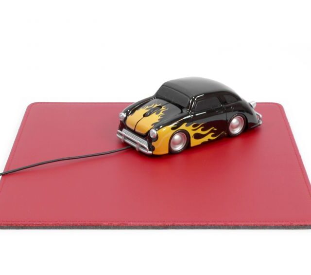 Lavoisier Maroquinier - Tapis souris en cuir rouge coquelicot