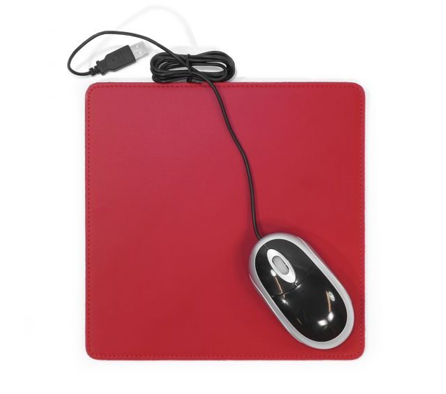 Lavoisier Maroquinier - Tapis souris en cuir rouge coquelicot