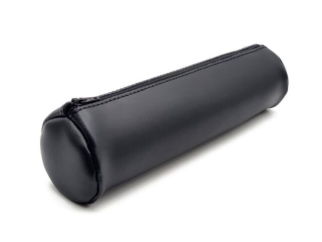 Lavoisier Maroquinier - Grande trousse ronde en cuir noir