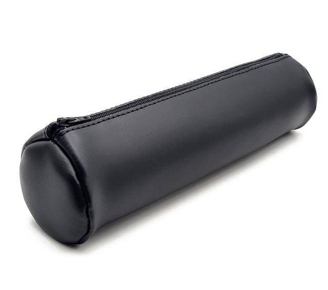 Lavoisier Maroquinier - Grande trousse ronde en cuir noir