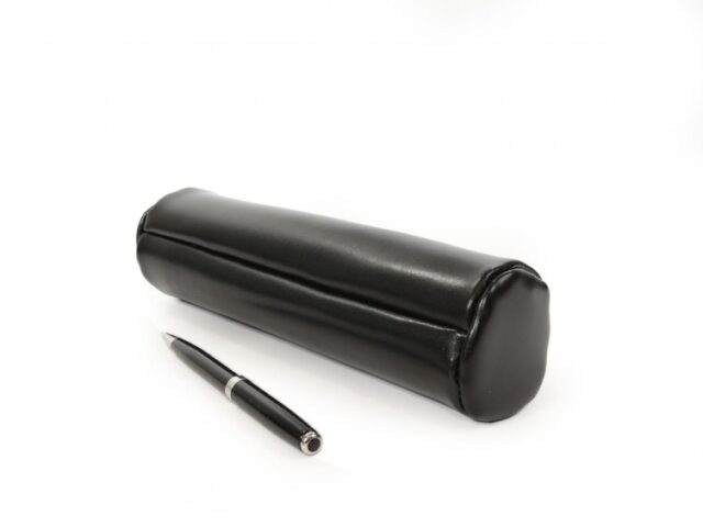 Lavoisier Maroquinier - Grande trousse ronde en cuir noir