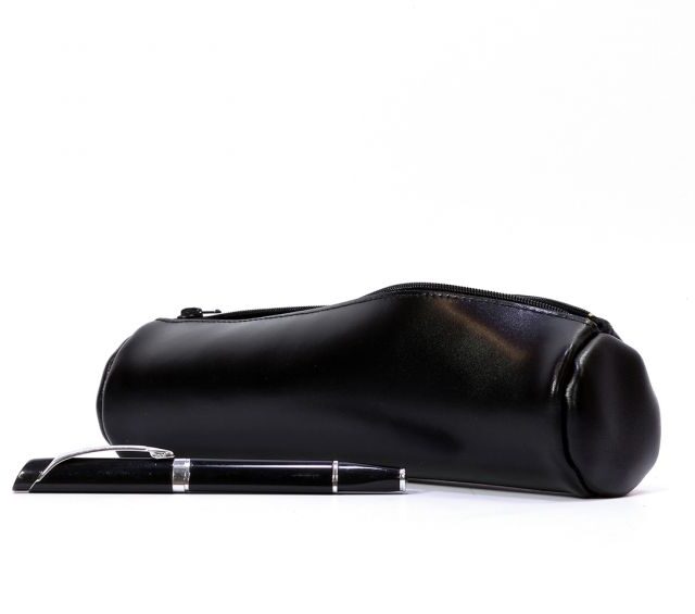 Lavoisier Maroquinier - Grande trousse ronde en cuir noir