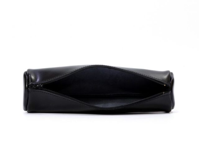 Lavoisier Maroquinier - Grande trousse ronde en cuir noir