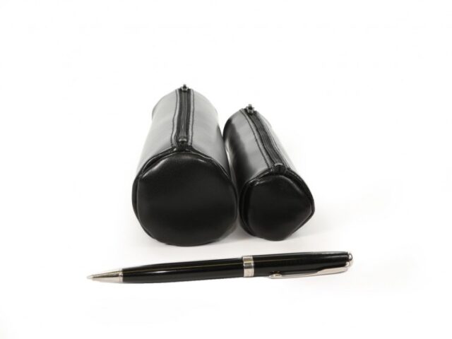 Lavoisier Maroquinier - Grande trousse ronde en cuir noir