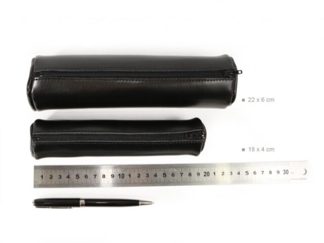 Lavoisier Maroquinier - Grande trousse ronde en cuir noir