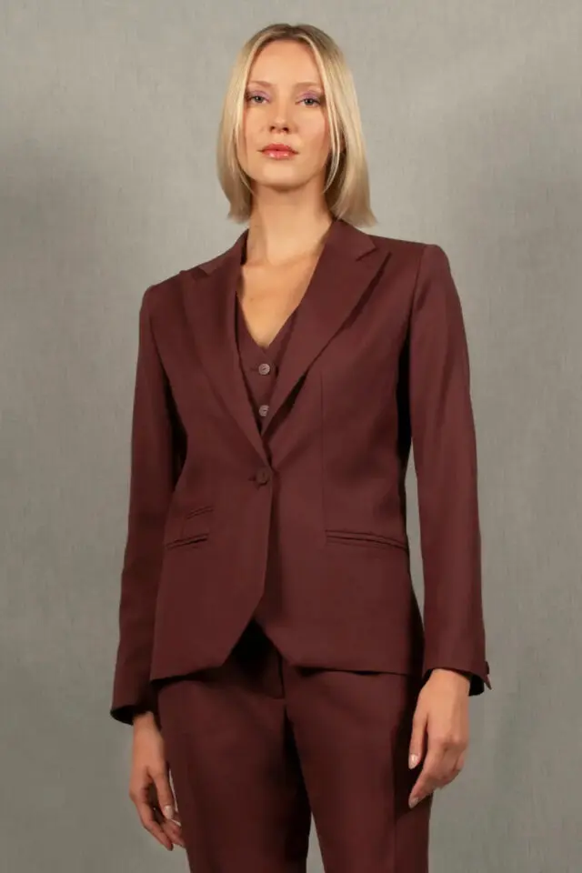 Veste Blazer ULI SCHNEIDER En Laine Vierge - Taille 36, Couleur Prune, Occasion TB