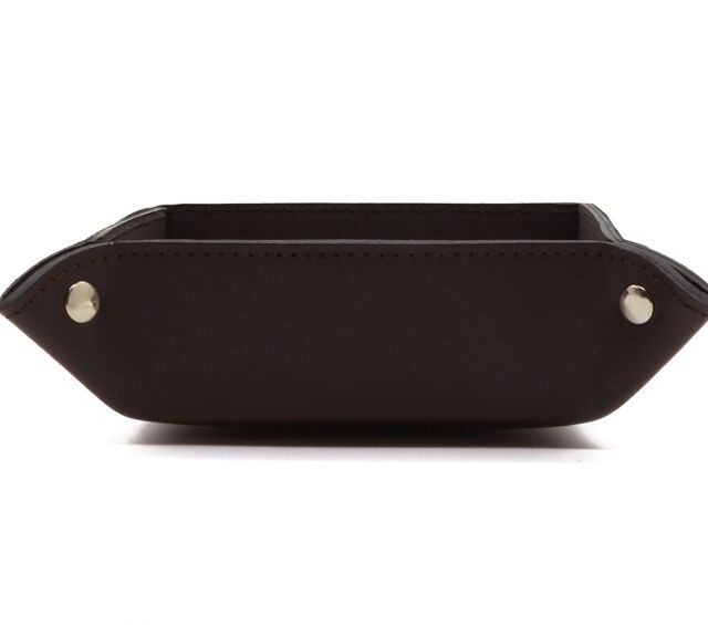 Lavoisier Maroquinier - Vide poche en cuir marron foncé