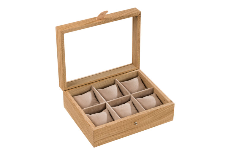 Manufacture Jacquemin - Coffret montres en chêne avec couvercle vitré - Grand modèle