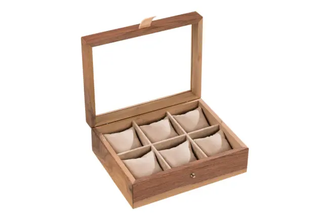 Manufacture Jacquemin - Coffret à montres en noyer avec couvercle vitré – Grand modèle