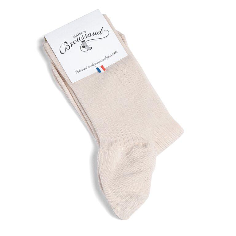 Maison Broussaud - Les non-comprimantes - chaussettes femme - coton beige – 39/41 / Beige