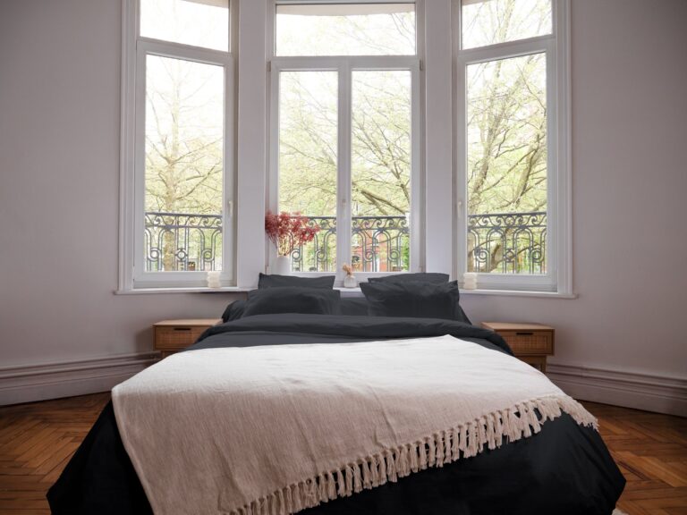 Dejorine - Parure de lit en Percale de coton - Gris anthracite – 200x200cm / 280x240cm / 65x65cm