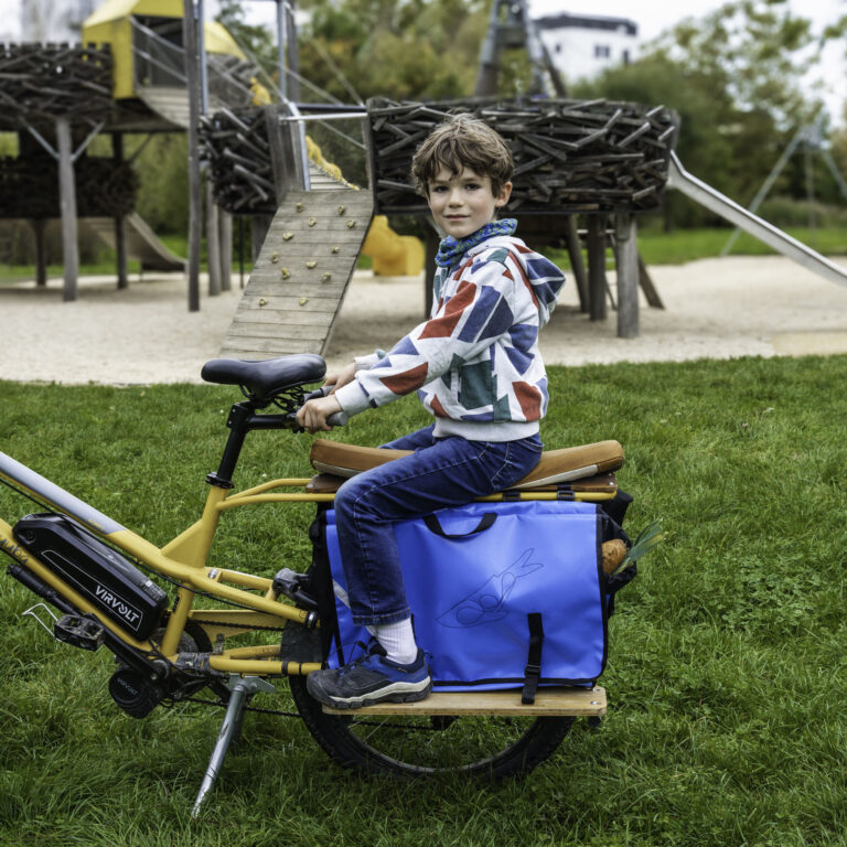 L'Atelier de la Baleine à Bosse - Sacoche vélo longtail / Midtail - CARGOLAINE Une seule Noir