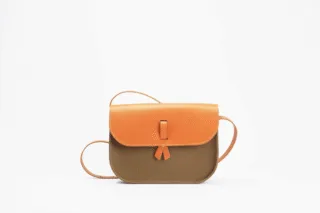 Monébari - Sac à bandoulière en toile et cuir -Le 27- kaki