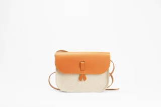 Sac à bandoulière en toile et cuir -Le 27- lin et coton par la marque Monébari Monébari - Sac à bandoulière en toile et cuir -Le 27- lin et coton