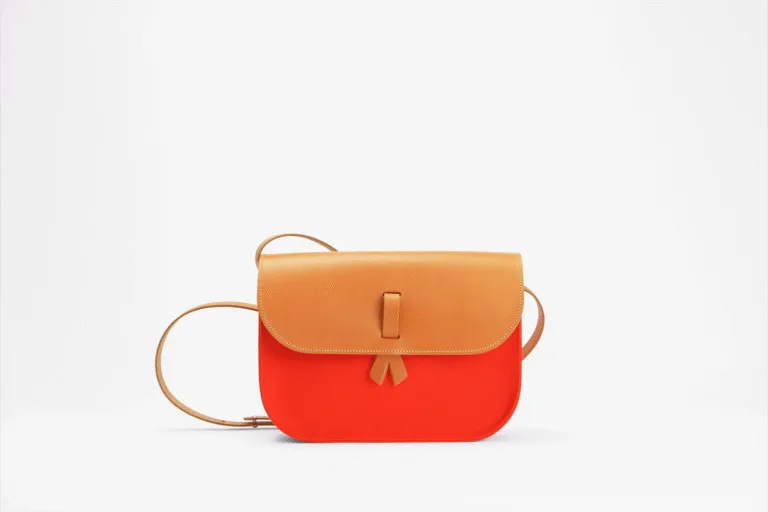 Monébari - Sac à bandoulière en toile et cuir -Le 27- orange
