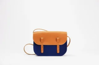 Monébari - Sac besace en toile et cuir  bleu roi