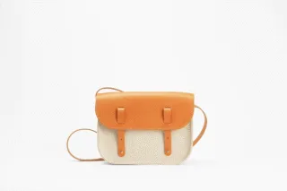 Monébari - Sac besace en toile et cuir  lin et coton