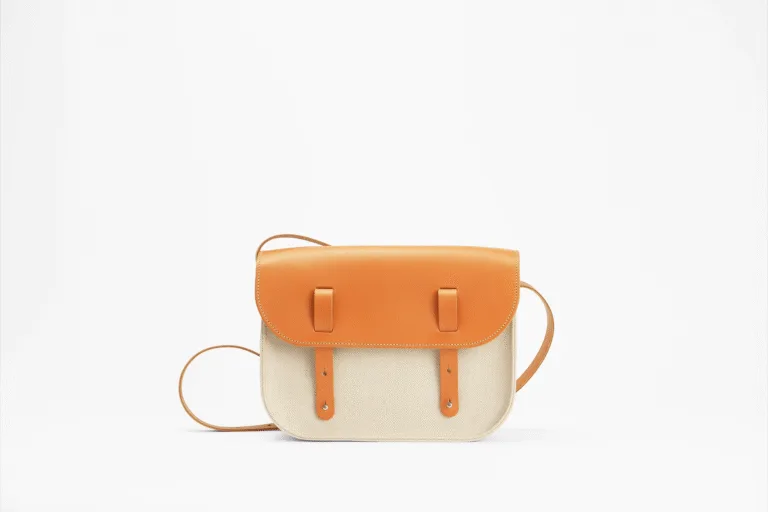 Monébari - Sac besace en toile et cuir - lin et coton