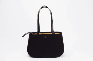 Monébari - Sac fourre-tout cabas en toile et cuir – bicolore noir et camel