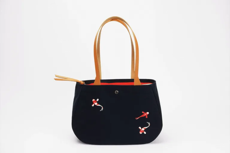 Monébari - Sac fourre-tout cabas en toile et cuir - Édition Les Carpes Koï