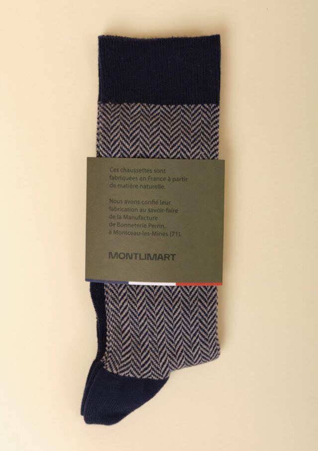 Chaussettes Chevron Marine/gris Clair par la marque Montlimart Montlimart - Chaussettes Chevron Marine/gris Clair