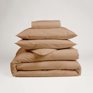 DEJORINE - Parure de lit en Percale de coton  Marron