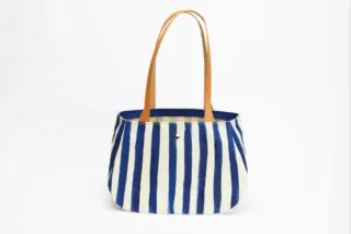 Monébari - Sac cabas fourre-tout en toile et cuir  Rayé