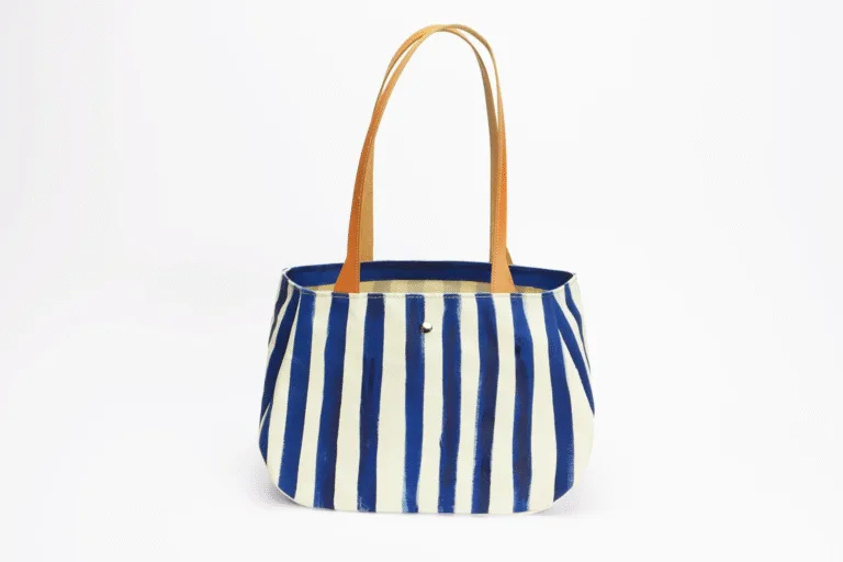 Monébari - Sac cabas fourre-tout en toile et cuir - Rayé