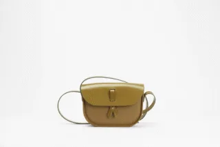 Monébari - Sac à bandoulière – en gomme et cuir – kaki complet