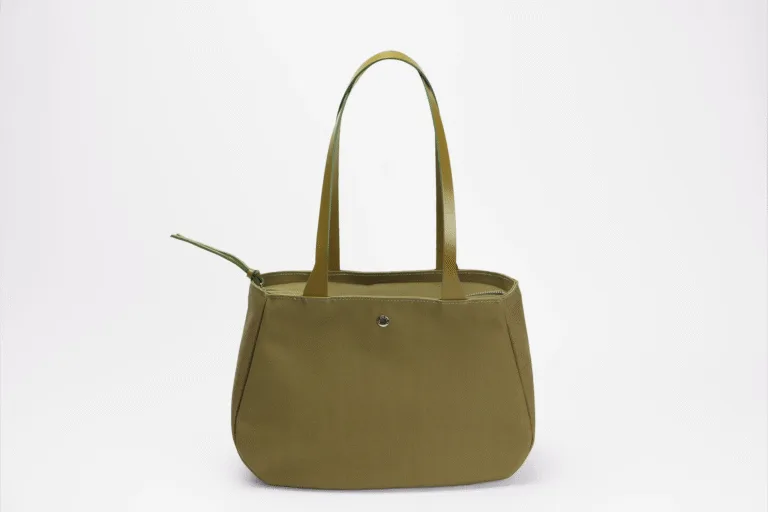 Monébari - Sac fourre-tout cabas en toile et cuir - kaki uni