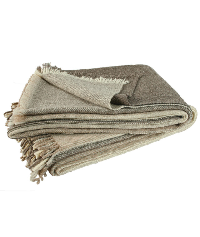 Ardelaine - Plaid tissé en laine - Grandes franges