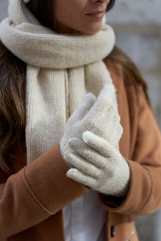 Gants tactiles Natacha S/M Ecru pailleté par la marque Maison Bonnefoy Maison Bonnefoy - Gants tactiles Natacha S/M Ecru pailleté