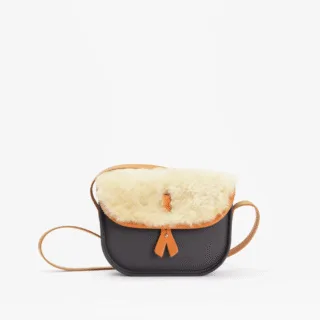Monébari - Sac à bandoulière  en gomme et cuir  Édition Laine  gris
