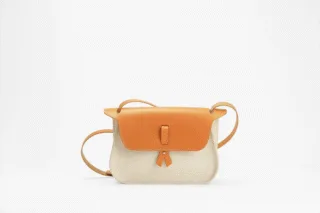 Monébari - Sac à main en toile et cuir  Le Pagode  lin et coton