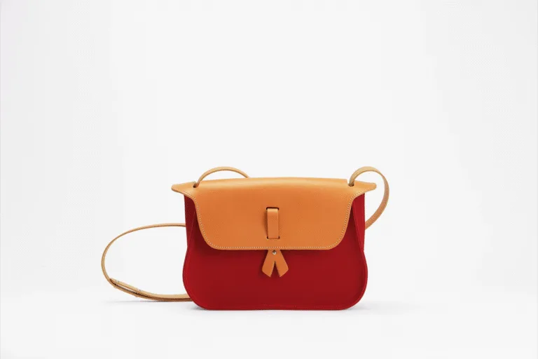 Monébari - Sac à main en toile et cuir - Le Pagode - rouge