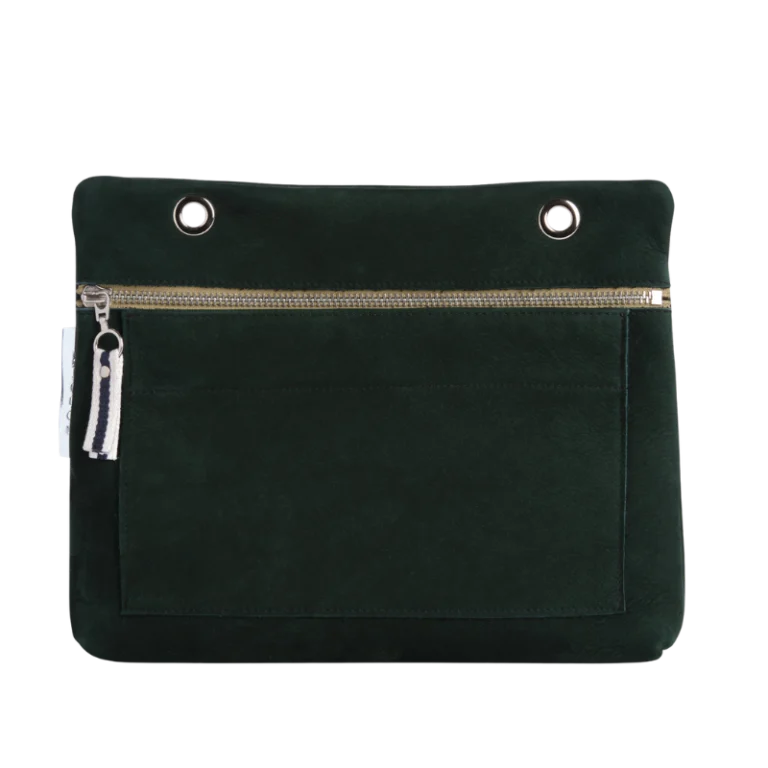 TUSSOR - Pochette Équipier Cuir Nubuck Veau Vert Forêt